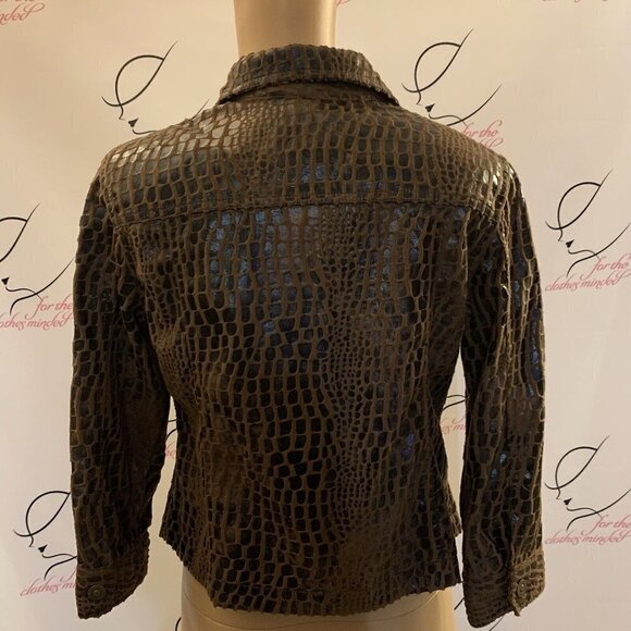 Ruby Rd. Sz 8P. Reptile Embossed Button Cuff Jacket. Zip UP. Pockets. B68. - Picture 4 of 5